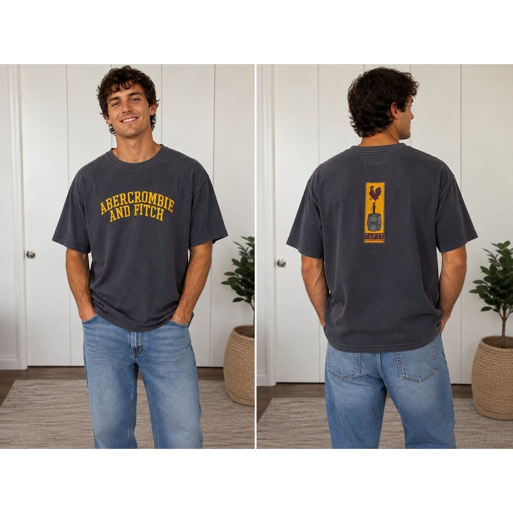 Abercrombie & Fitch T-Shirt Mens XL Black Graphic Tap It Rooster Vintage Style